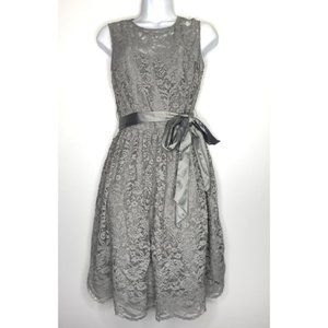 Tevolio Gray Lace Overlay Belt Cocktail Dress NWT Size 14